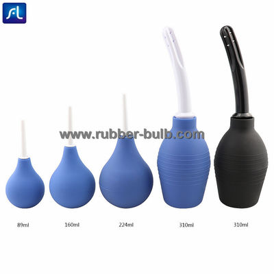 Black Silicone Enema Bulb Kit 7.6oz Clean Anal Douche for Men Women with 19.7in Hose+4 Replaceable Nozzle (Black)