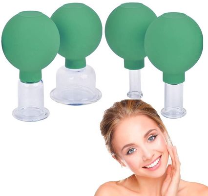 4 Pieces  Green Glass Silicone Cupping Cups Massage Vacuum Suction Cupping Cups For Body Face Leg Arm Back