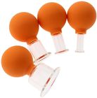 4 Pcs Different Size Orange Vacuum  Cupping Cups Pvc Head Glass Suction Body Massage Anti Cellulite Cup