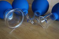 Blue 4 Pcs Glass Vacuum Cupping Set Therapy  Cups  Fire Cupping Kits Chinese Traditional Massage Reduce Fine Lines