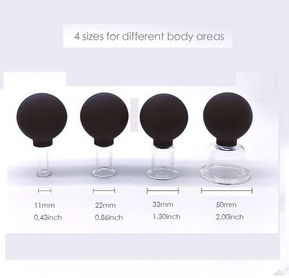 4 Pieces Glass Facial Cupping Set, Silicone Vacuum Suction Massage Cups, Lymphatic Therapy Sets