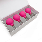 Glass Facial Cupping Set- 4pcs Silicone Vacuum Suction Face Massage Cups Anti Cellulite Lymphatic Therapy Sets for Eyes
