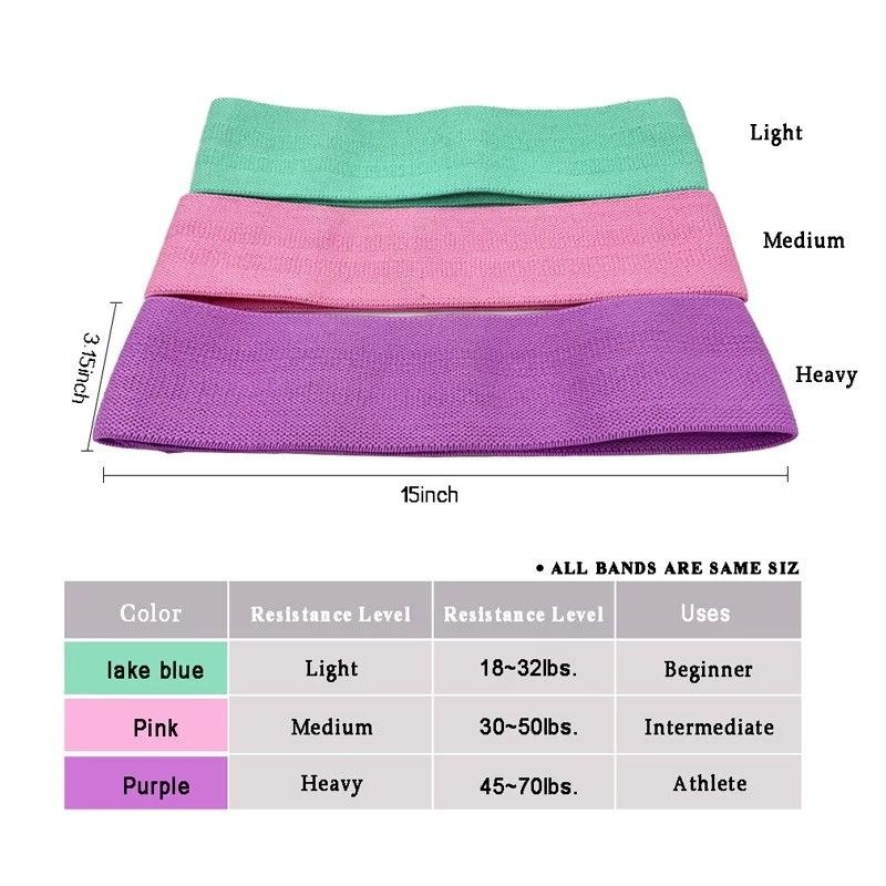 Specification  Anti Slip Cotton Fabric Resistance Bands For Butt Exercise