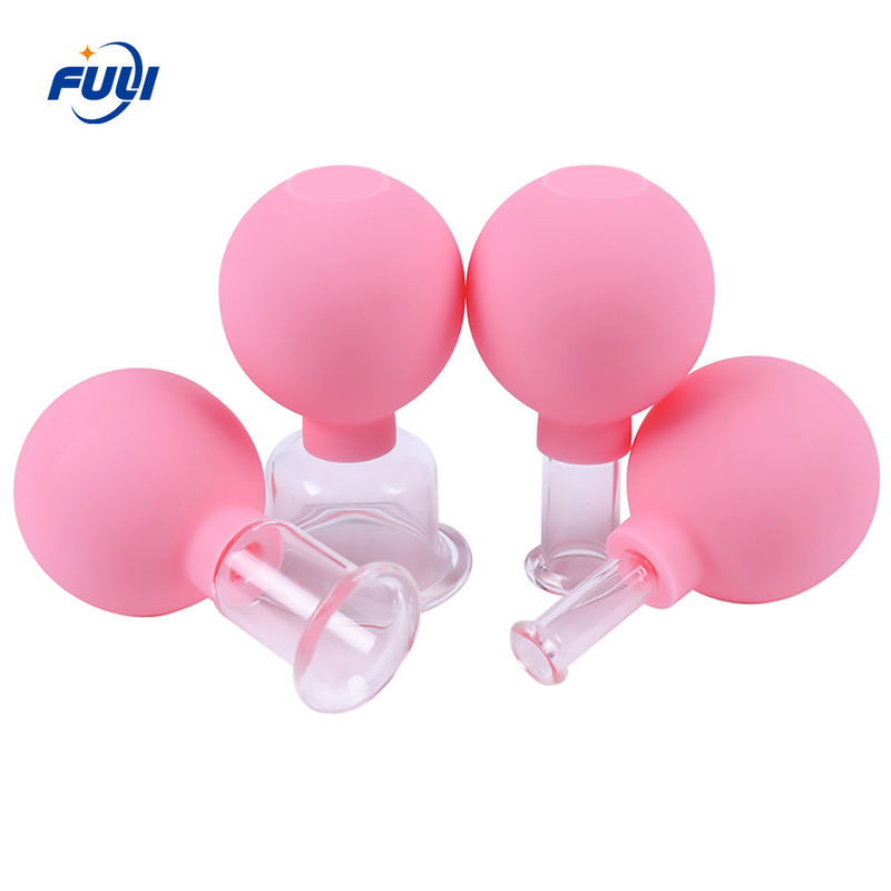 Pink  Moisture Absorber Anti Cellulite Vacuum Cupping Cup Silicone Family Facial Body Massage Therapy Cupping Cup Set