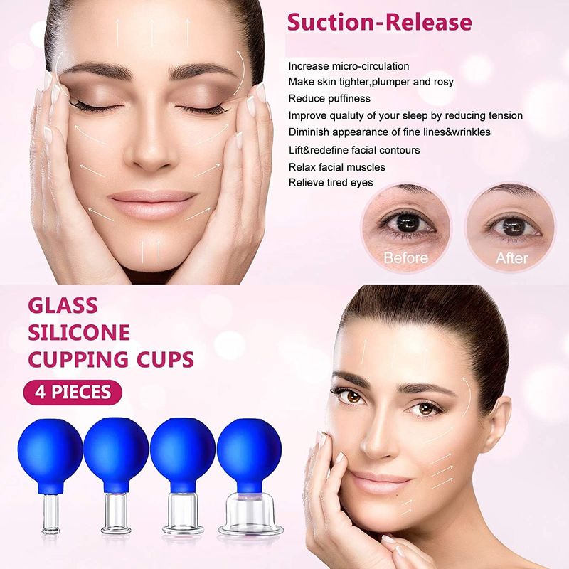 4 Pieces Fat Reducing Wrinkle Remover Facial Vacuum Suction Massage Cups