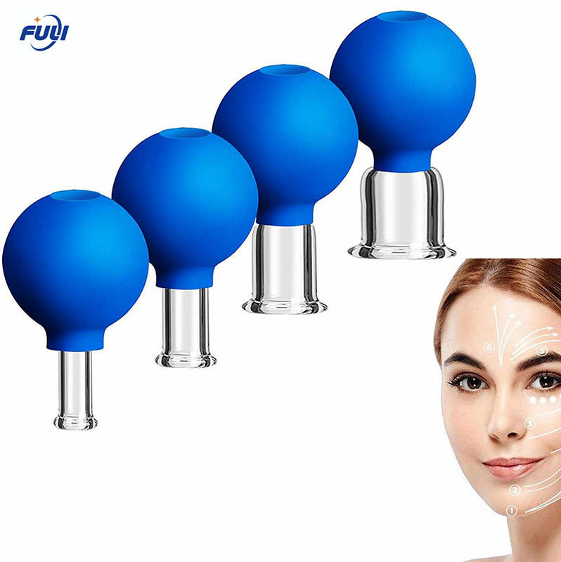 4pcs Rubber Head Glass Vacuum Cupping Cups Medical Vacuum Therapy Family Body Massage Suction Cans Home Massage cupping