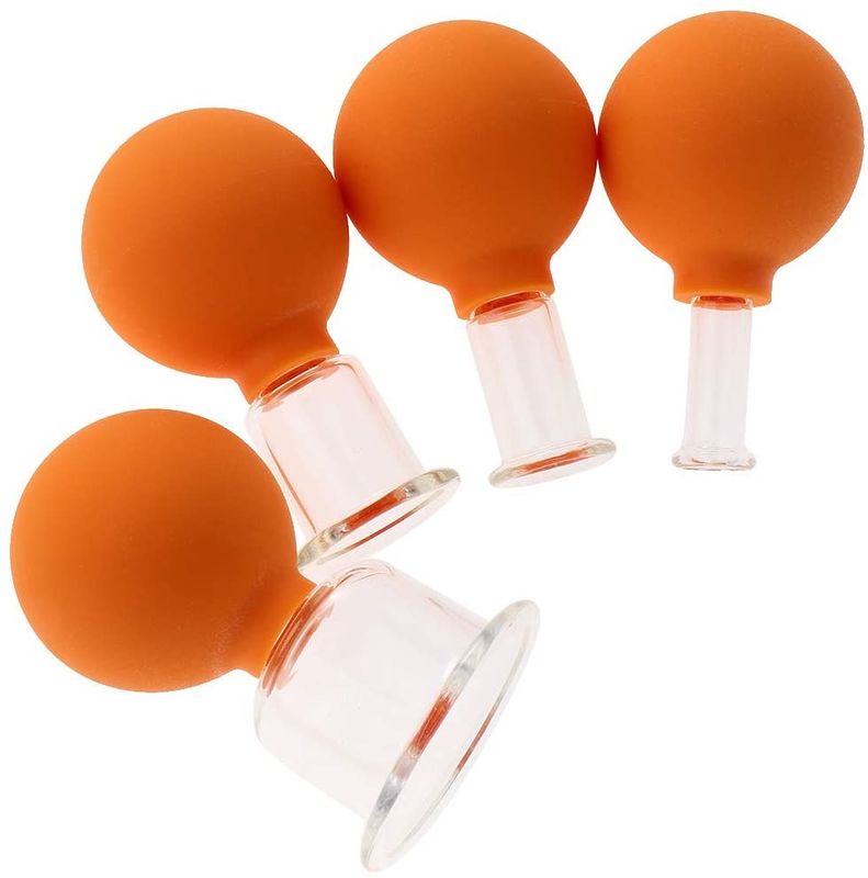 Orange Silicone Cup Vacuum Cupping Set Full Body And Face Anti Cellulite Silicone Vacuum Massage Cups Vacuum Cupping