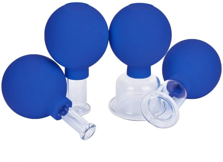 15/25/35/55mm 4 pcs Rubber Vacuum Suction Massage Cup Glass Therapy Set Facial Silicone Cupping