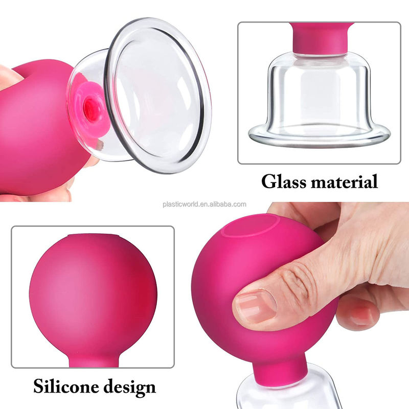 4pcs 15/25/35/55mm colorful Silica Cans 4 Pieces Facial Cupping Without Fire Massager Cellulite Vacuum Suction Silicone