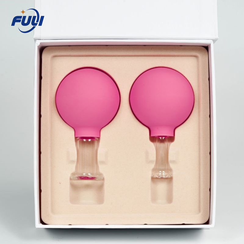 Four Different Size Pink  Suction Therapy Massage Cup Silicone Face Vacuum Suction Therapy Glass Facial Cupping