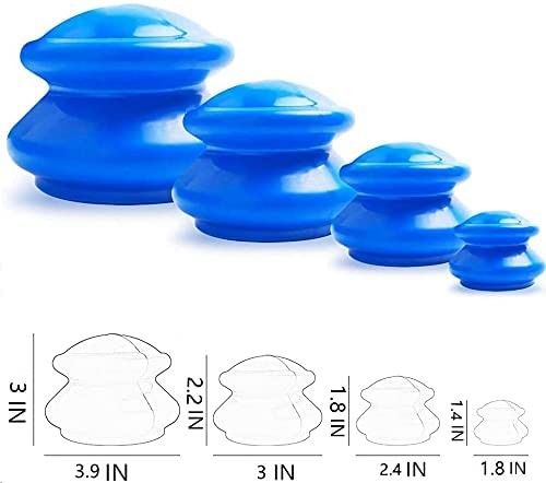 4 Pcs Size Silicone Suction Vacuum Cupping Massage Therapy Cups Set Home Use Cupping Kit For Cellulite Reduction