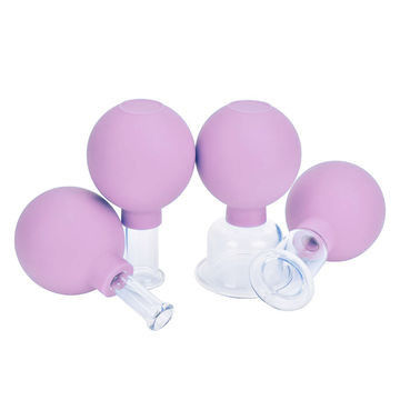 4pcs Health Massage Vacuum Cupping Cups Set Rubber Head Anti Cellulite Massage Chinese Therapy Face Cupping Set Cans